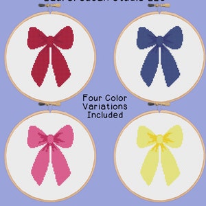 Ribbon Bow Cross Stitch Pattern, PDF Digital, Holiday Decoration