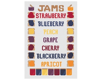Summer Jam Fruit Preserves Cross Stitch Pattern (PDF Digital)