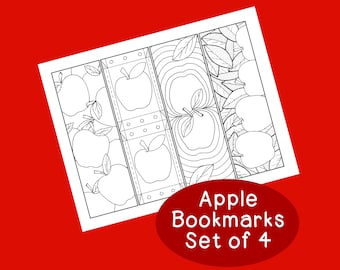 Apple Bookmarks PDF Printable Coloring Page Fall Autumn Apples Adult Coloring