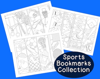 Sports Bookmarks: Adult Coloring Page Activity (PDF Download)