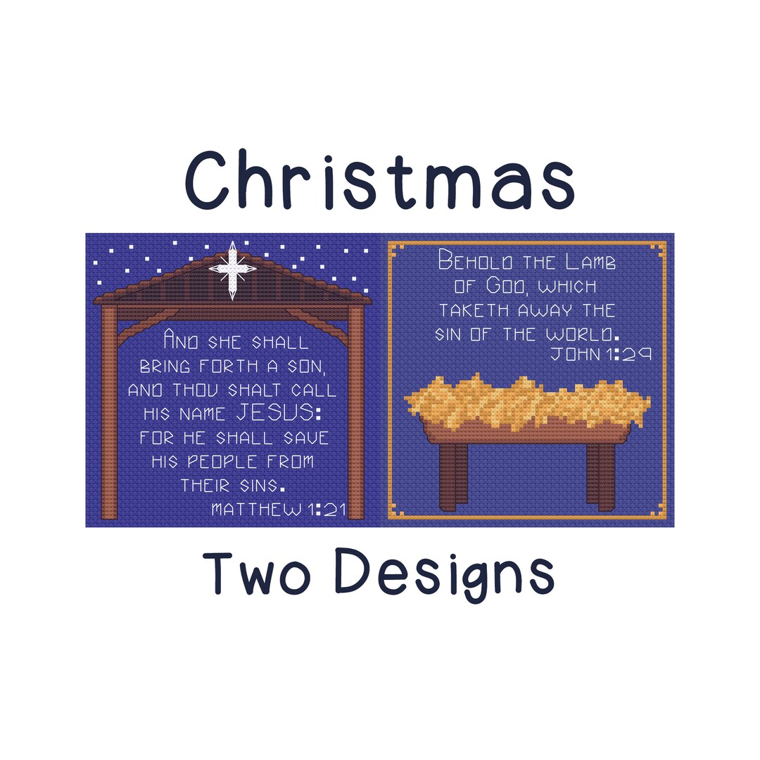 Christmas Nativity Cross Stitch Patterns Set of Two PDF Digital