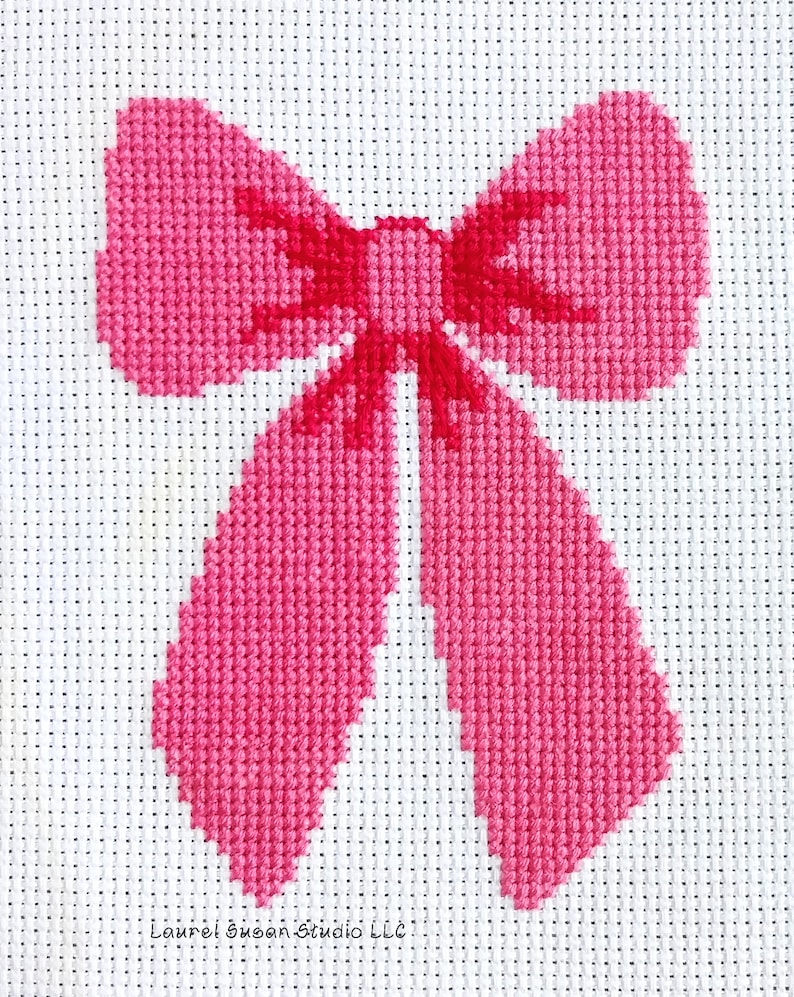 Ribbon Bow Cross Stitch Pattern, PDF Digital, Holiday Decoration Etsy