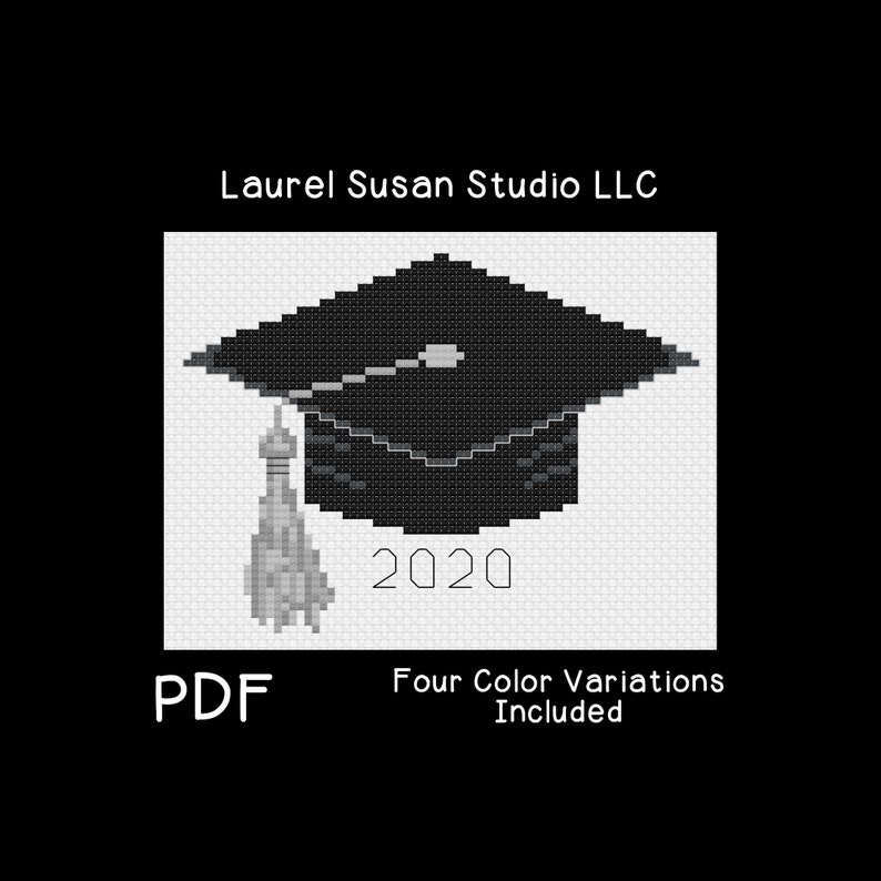 Mortarboard Cross Stitch Pattern, PDF Digital, Easy Beginner Graduation Graduates image 1