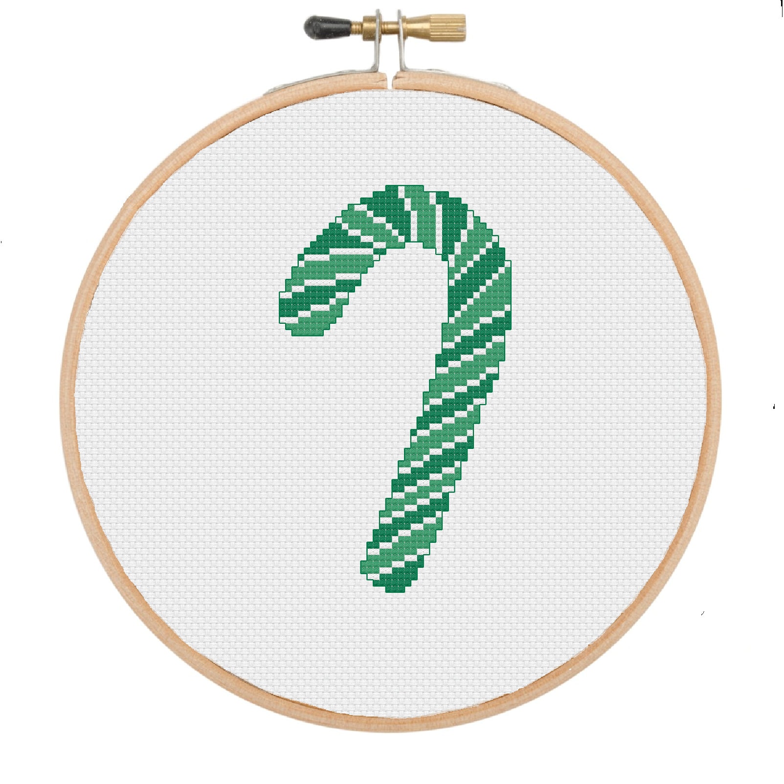 Candy Cane Cross Stitch Pattern, PDF Digital, Easy Beginner Christmas