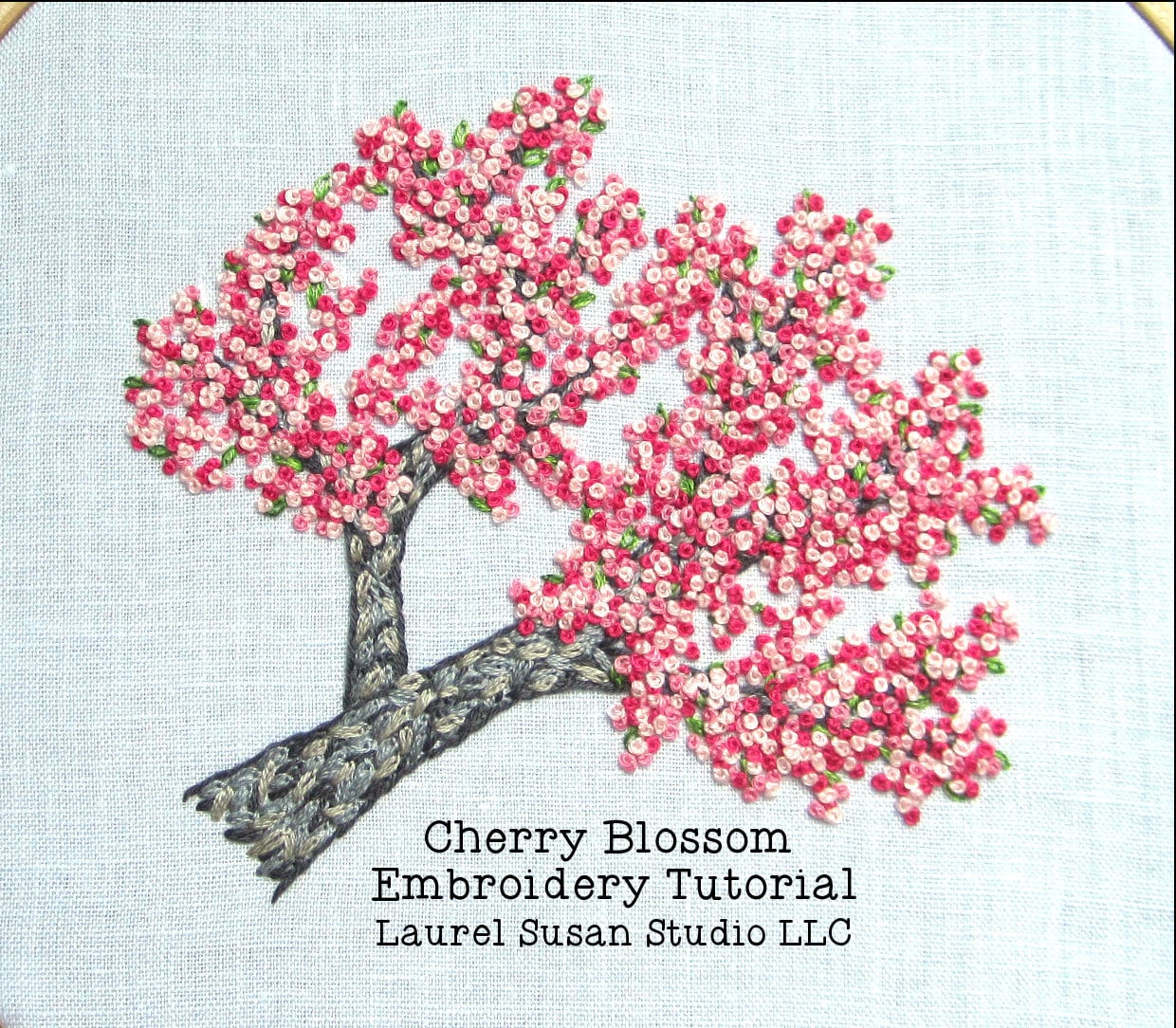 Buy Cherry Blossoms Hand Embroidery Tutorial, Pattern PDF Digital, Pink ...