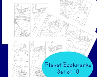 Solar System Bookmarks PDF Printable Coloring Page Activity Space Science Astronomy Adult Coloring