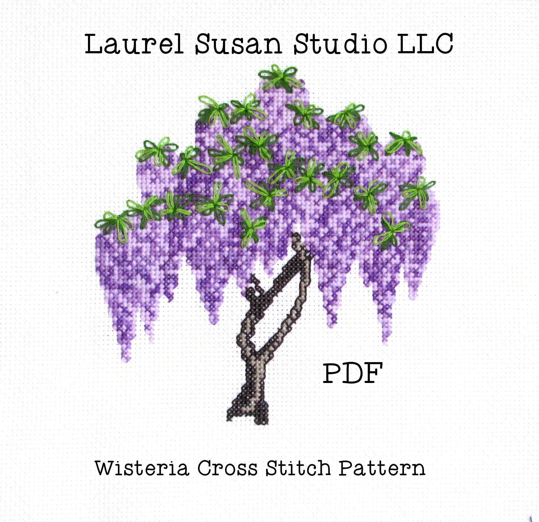 20-60代からのファッション通販  Wisteria Cross Purple Spring Digital, PDF Pattern, Stitch 絵画