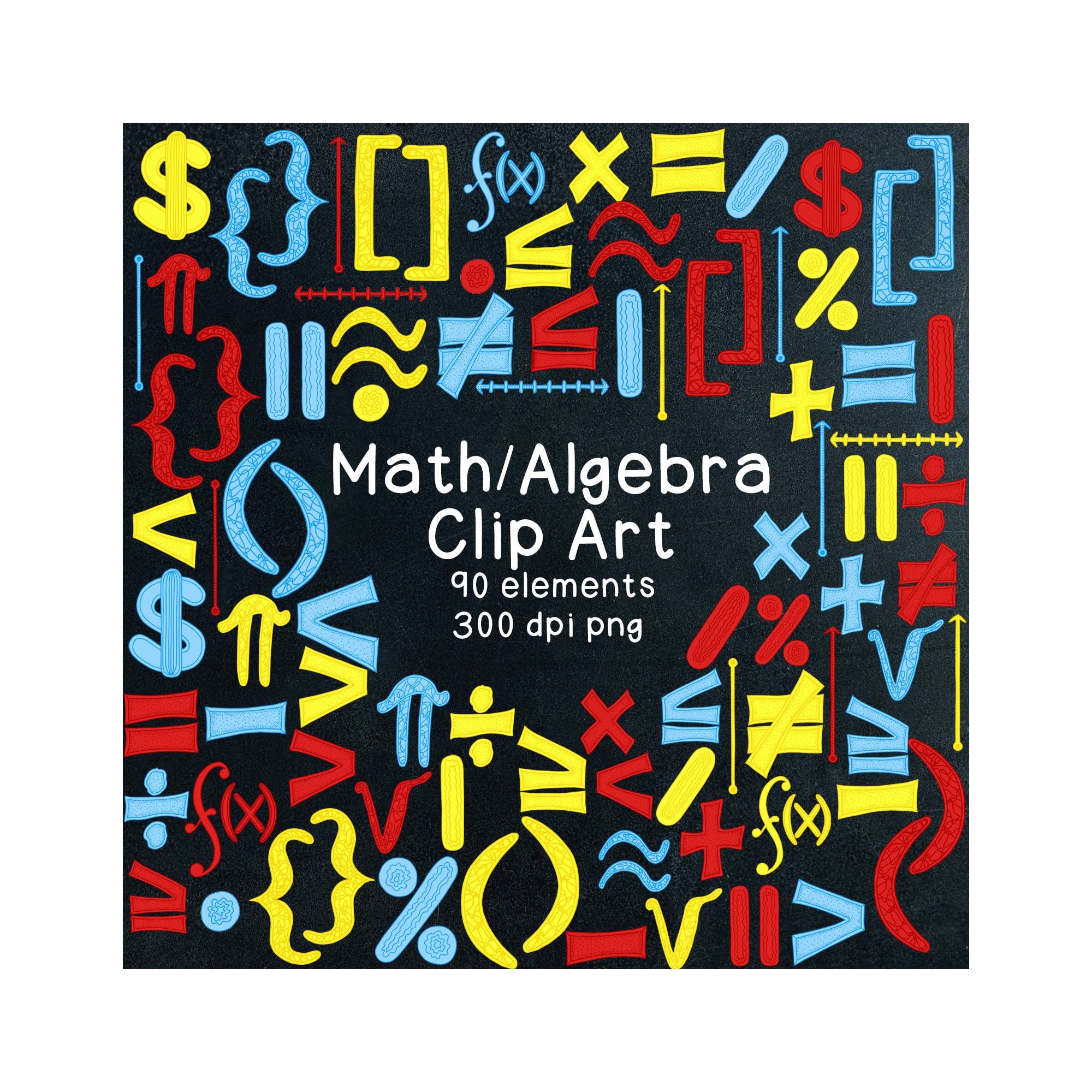 Math Algebra Symbols Clipart Clip Art Bundle Set of 90 PNG Commercial or Personal