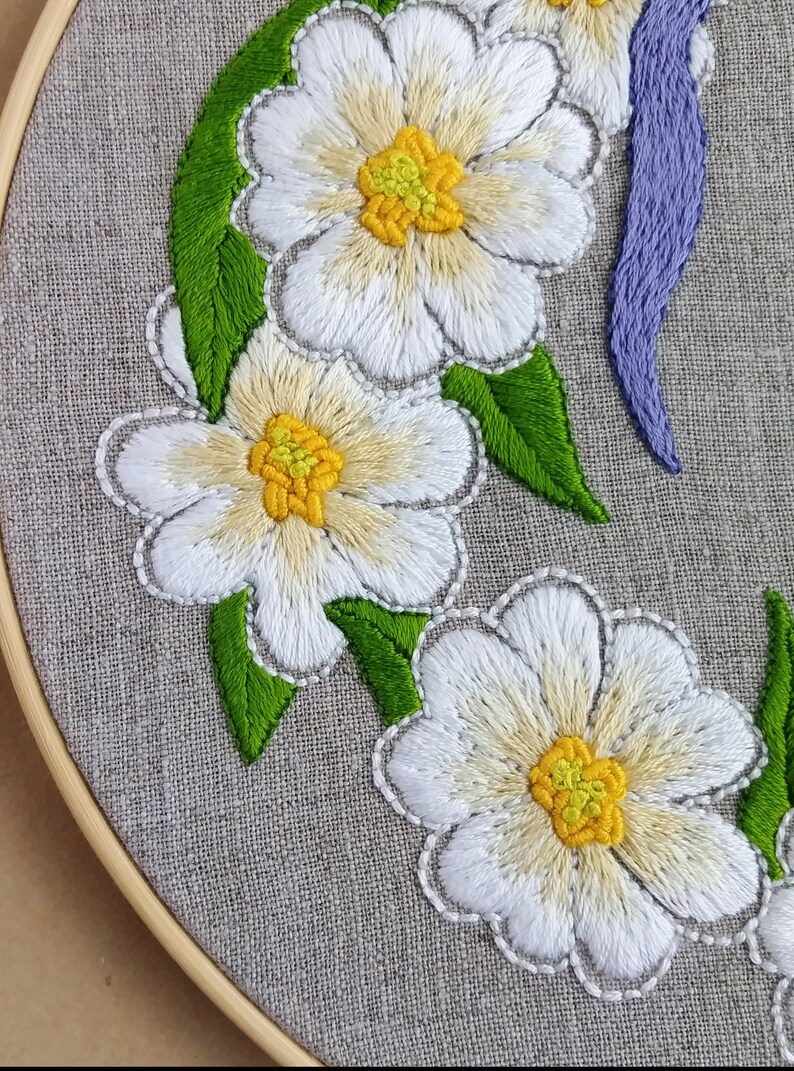 White Flower Wreath Hand Embroidery Pattern PDF Digital - Etsy