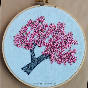 Cherry Blossoms Hand Embroidery Tutorial, Pattern PDF Digital, Pink ...