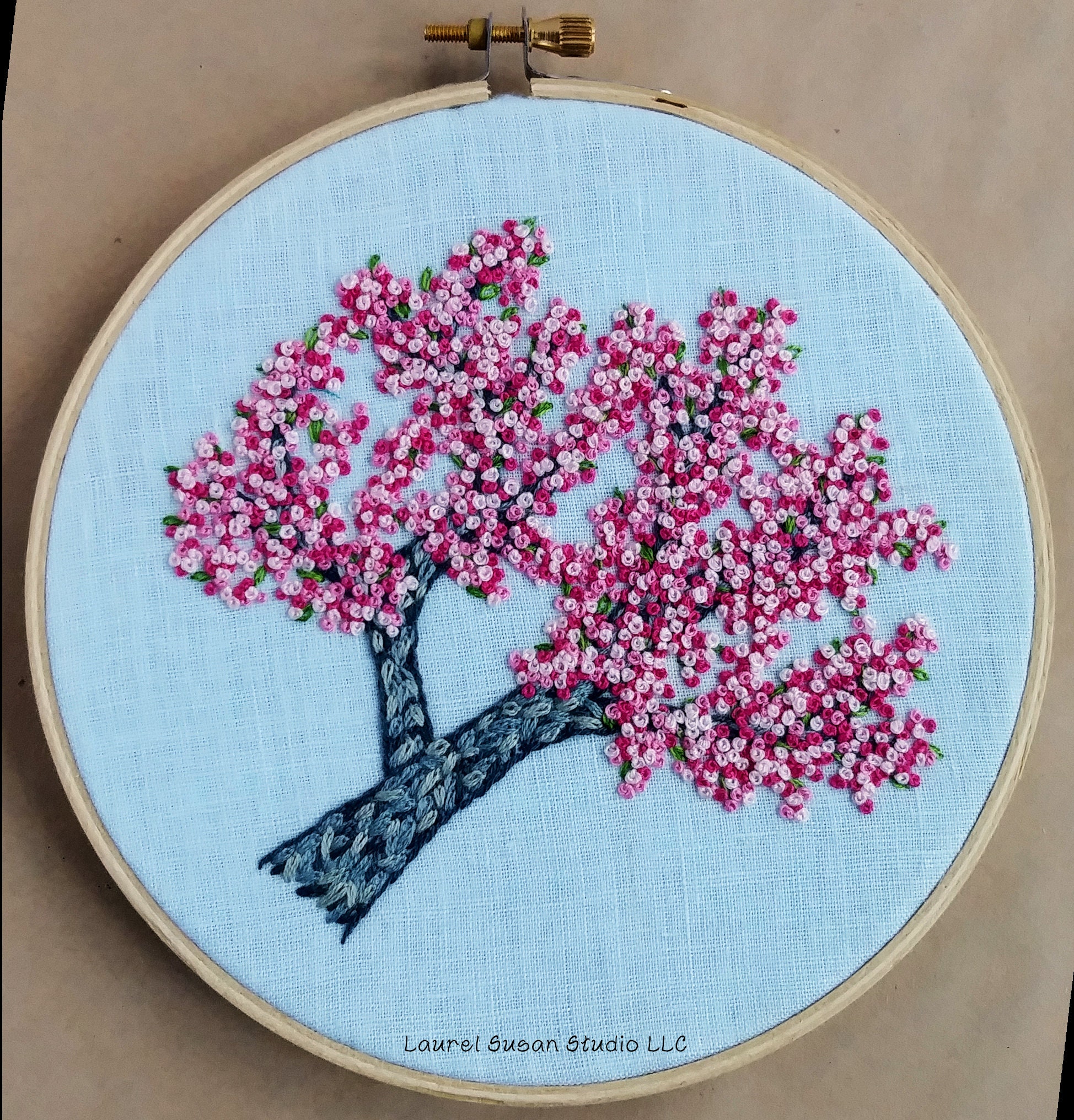 Cherry Blossoms Hand Embroidery Tutorial, Pattern PDF Digital, Pink ...