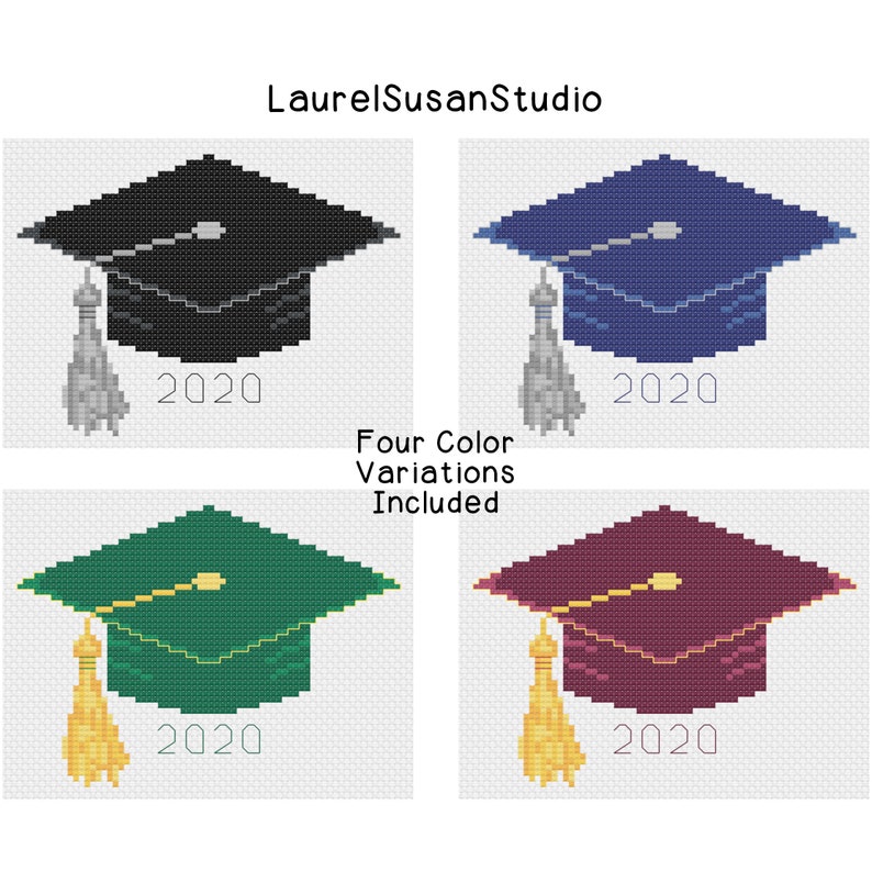 Mortarboard Cross Stitch Pattern, PDF Digital, Easy Beginner Graduation Graduates image 2