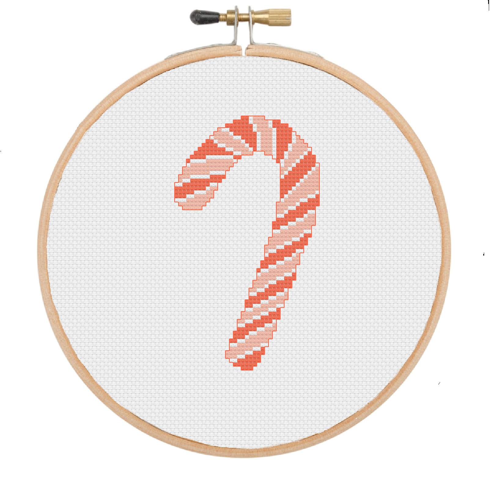 Candy Cane Cross Stitch Pattern, PDF Digital, Easy Beginner Christmas
