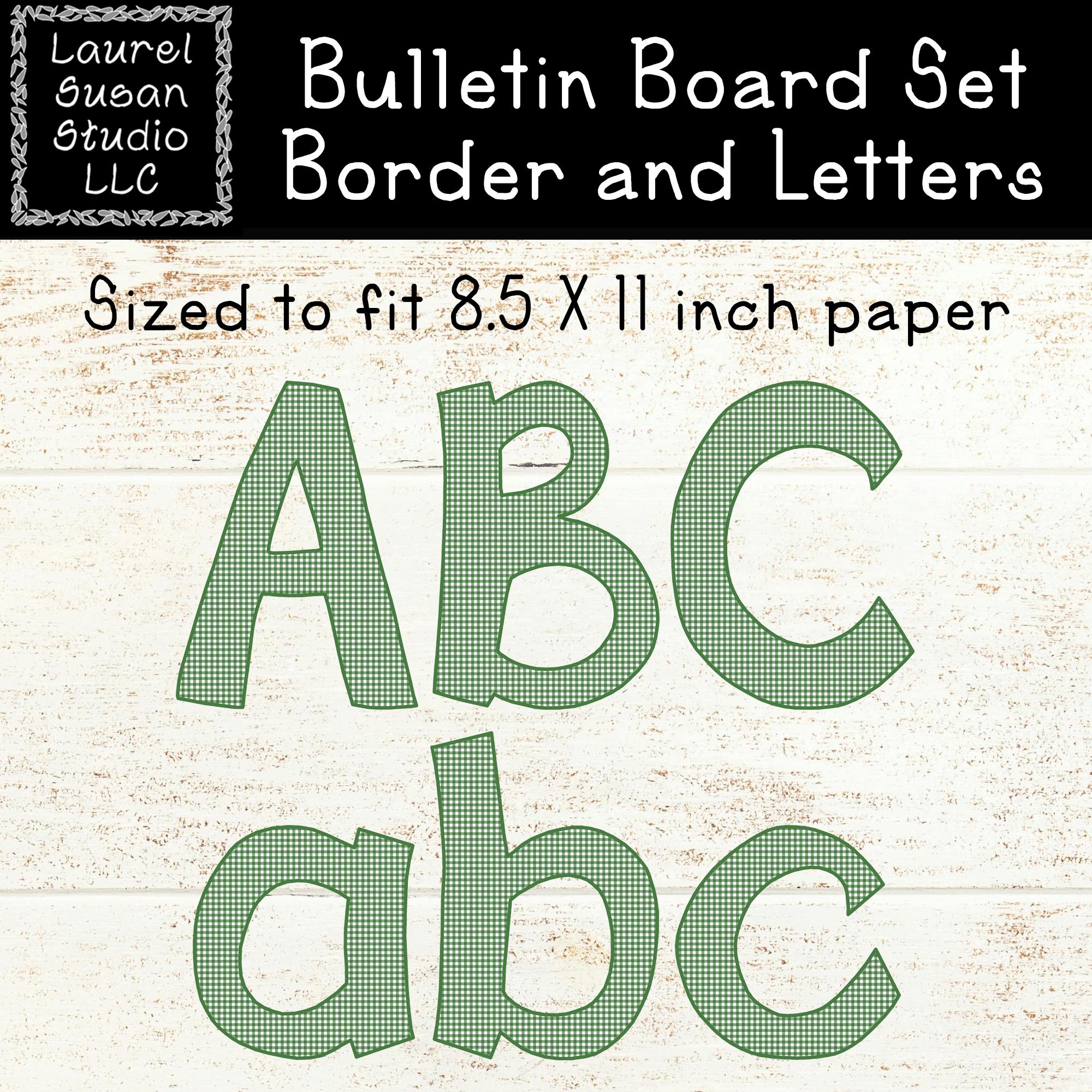 Green Check Printable Bulletin Board Border Set Letters PDF A-Z Upper ...