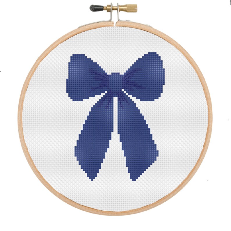 Ribbon Bow Cross Stitch Pattern, PDF Digital, Holiday Decoration Etsy