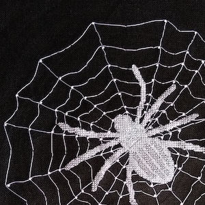 Moonlight Spider Insects Bugs Halloween Webs Silver Cross Stitch Pattern, PDF Digital