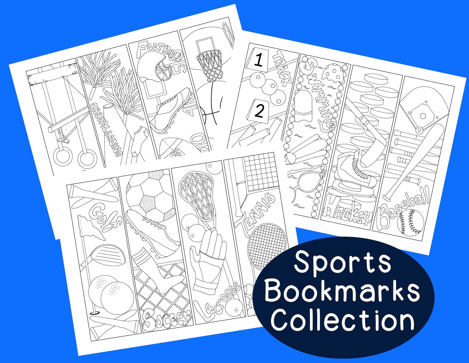 Sports Bookmarks PDF Printable Coloring Page Activity Soccer Etsy Finland