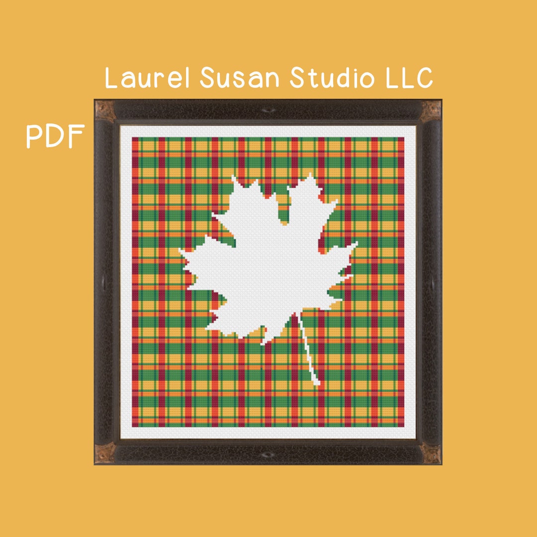 Plaid Maple Leaf Cross Stitch Pattern: Autumn Colors (PDF Digital) - Etsy