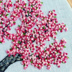 Cherry Blossoms Hand Embroidery Tutorial, Pattern PDF Digital, Pink ...