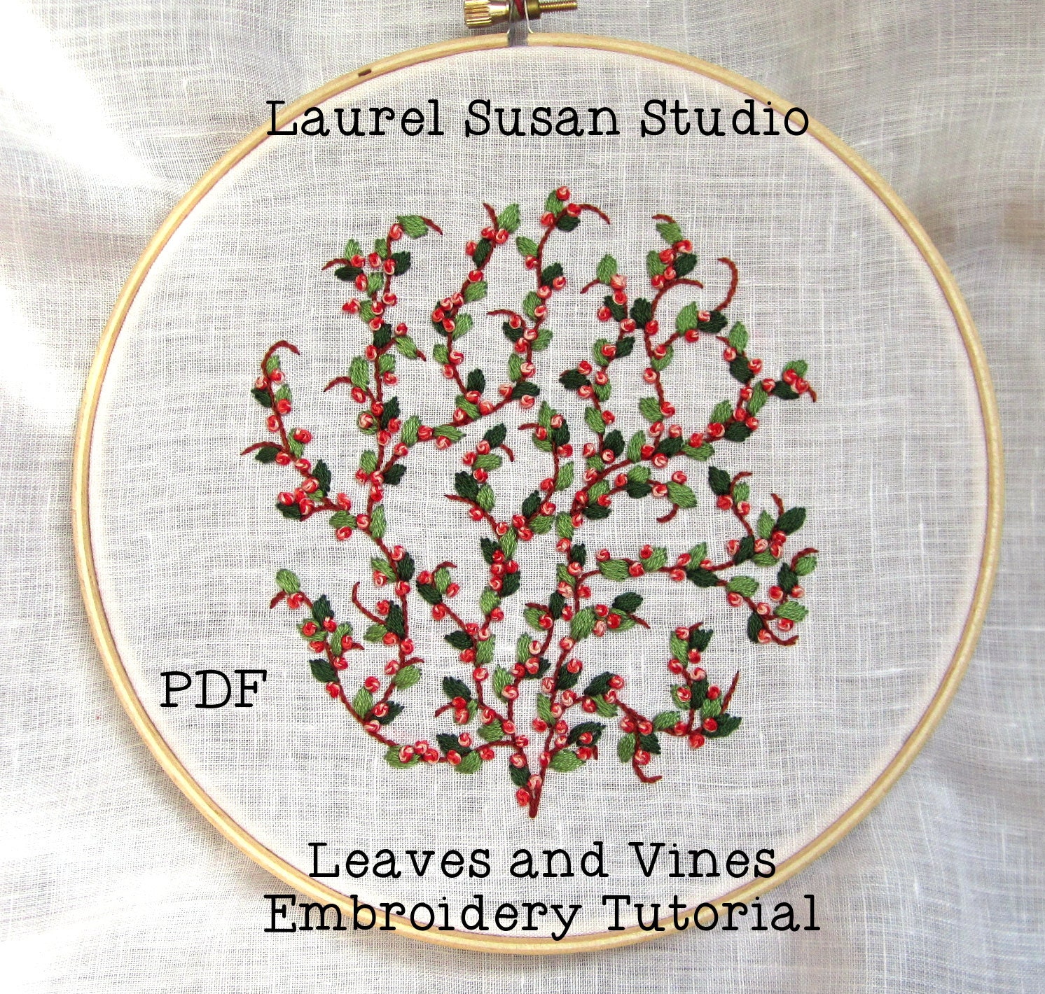 Leaves and Vines Hand Embroidery Tutorial Pattern PDF Etsy