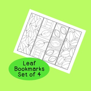 Leaf Bookmarks PDF Printable Coloring Page Leaves Fall Autumn Adult Coloring