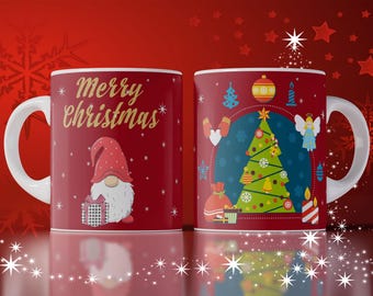 Lot de 16 images PNG de tasses de Noël / Téléchargement numérique.