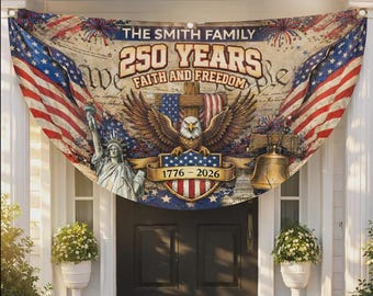 Bandera de EE. UU. personalizada para el 250 aniversario, decoración patriótica de fe y libertad.