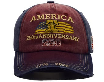Gorra de béisbol del 250 aniversario de Estados Unidos: Campana de la Libertad bordada, gorra patriótica de algodón de EE. UU.