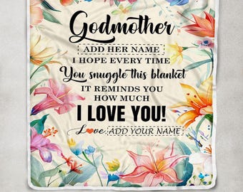 Manta floral personalizada para madrina – Regalo con nombre personalizado