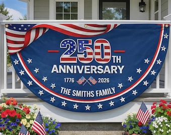 Bandera estadounidense del 250 aniversario, pancarta familiar personalizada, decoración patriótica para el porche.