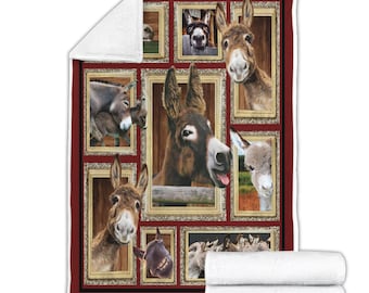 Manta polar con collage de burros: divertida manta de animales de granja