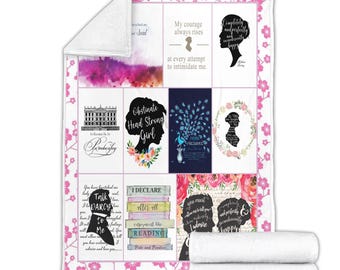 Manta polar con citas de Orgullo y prejuicio, manta estilo colcha para amantes de Jane Austen.