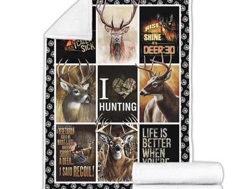 Manta polar de caza de ciervos, manta estilo colcha Buck Hunter