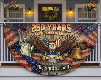 Bandera personalizada de Estados Unidos con la bandera de Fe y Libertad para el 250 aniversario, decoración familiar con águila patriótica.