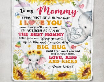 Manta personalizada "De la barriga de embarazada a la mamá", de forro polar Sherpa.