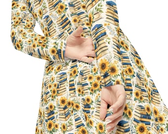 Books & Sunflowers Librarian/Teacher Book Lover Boho Floral Library Dress