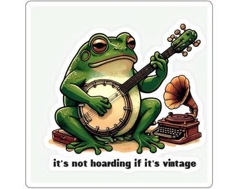 Frog Banjo Sticker | Retro Vintage Treasures Vinyl Decal