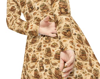 Snails Carrying Books Cozy Reader Watercolor Twirl Dress