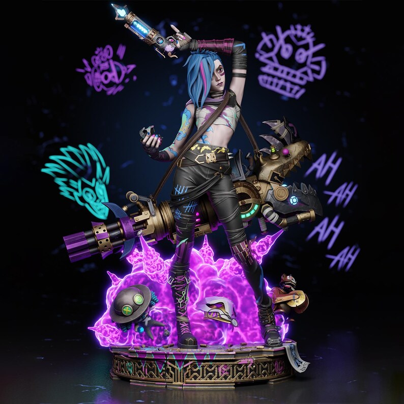Jinx Fanart STL Statue | 1/6 Scale | Arcane Riot Queen | 3D STL Print ...