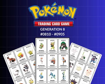 Printable Pokémon Binder Placeholders – Generation 8 Galar (810–905) + Collection Checklist PDF