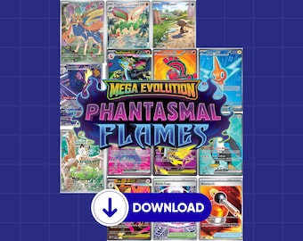 Mega Evolution: Phantasmal Flames Binder Placeholders – Master & Complete Set | Printable Pokémon Inserts + Checklist