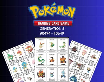 Printable Pokémon Binder Placeholders – Generation 5 Unova (494–649) + Collection Checklist PDF