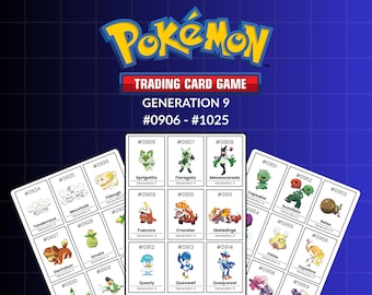 Printable Pokémon Binder Placeholders – Generation 9 Paldea (906–1025) + Collection Checklist PDF