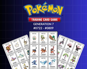 Printable Pokémon Binder Placeholders – Generation 7 Alola (722–809) + Collection Checklist PDF
