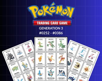 Printable Pokémon Binder Placeholders – Generation 3 Hoenn (252–386) + Collection Checklist PDF
