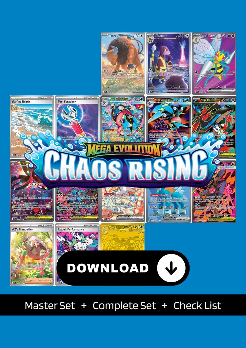Mega Evolution: Chaos Rising Binder Placeholders, Printable Master and ...