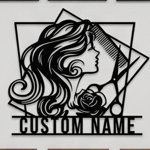 Modern Woman Silhouette Metal Wall Art, Salon Wall Decor, Professional Hair Stylist Sign, Beauty Salon Decor, Statement Wall Art for Studio