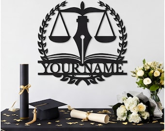 Aangepast decor advocatenkantoor, advocaat cadeau, naambord advocaat, gepersonaliseerd kantoorcadeau, metalen wandbord, kunst aan de muur advocatenkantoor