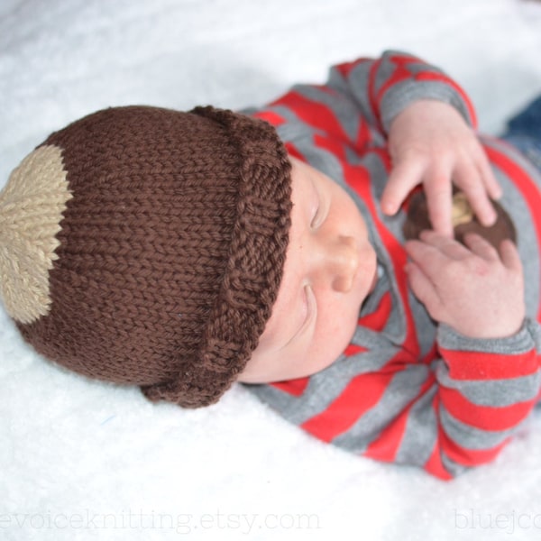 Buckeye Baby Knitted Hat, Ohio State, Infant Toddler Child sizes, handmade knitting