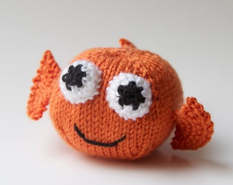 Goldfish Toy Stuffed Animal, Amigurumi, Handmade Plush Knit Ball
